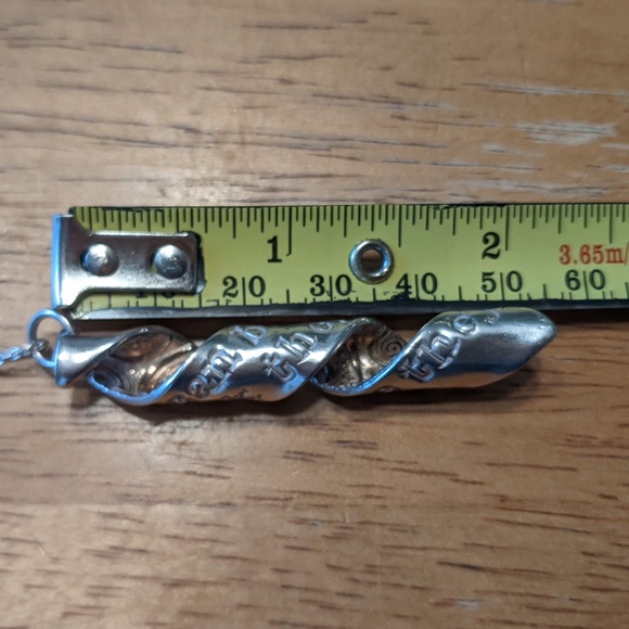 Recycled sterling silver hand-stamped spiral necklace they pronouns - Picture 7 of 11